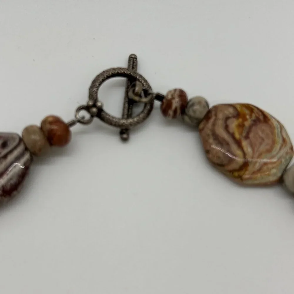 Handcrafted Jasper Necklace Multi-Color Beaded Earth Tone Artisan Stone 20" - Picture 12 of 13
